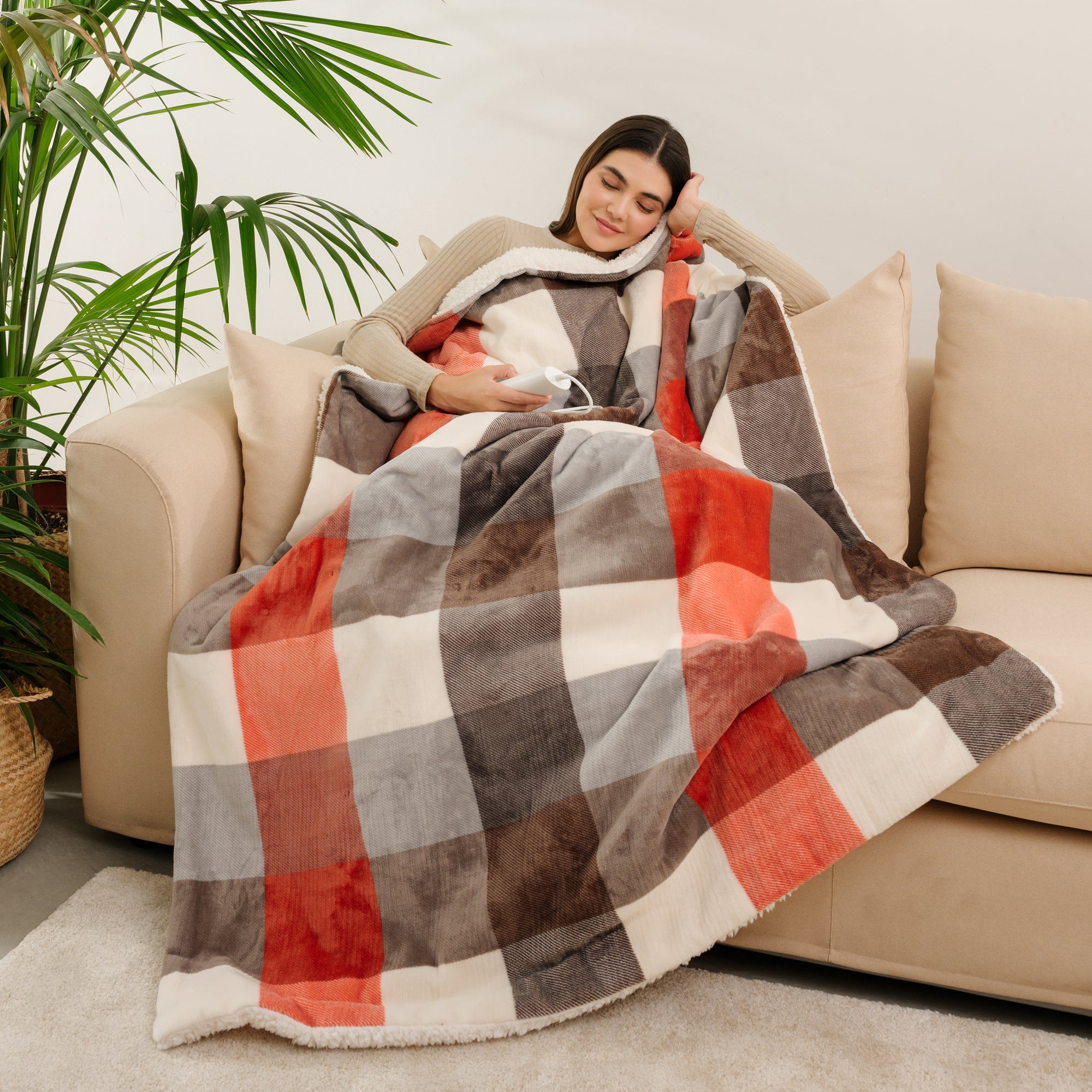 imetec-caldoplaid-adapto-beheiztes-plaid-tartan-festival-160-x-120-cm-samt-obers image 2