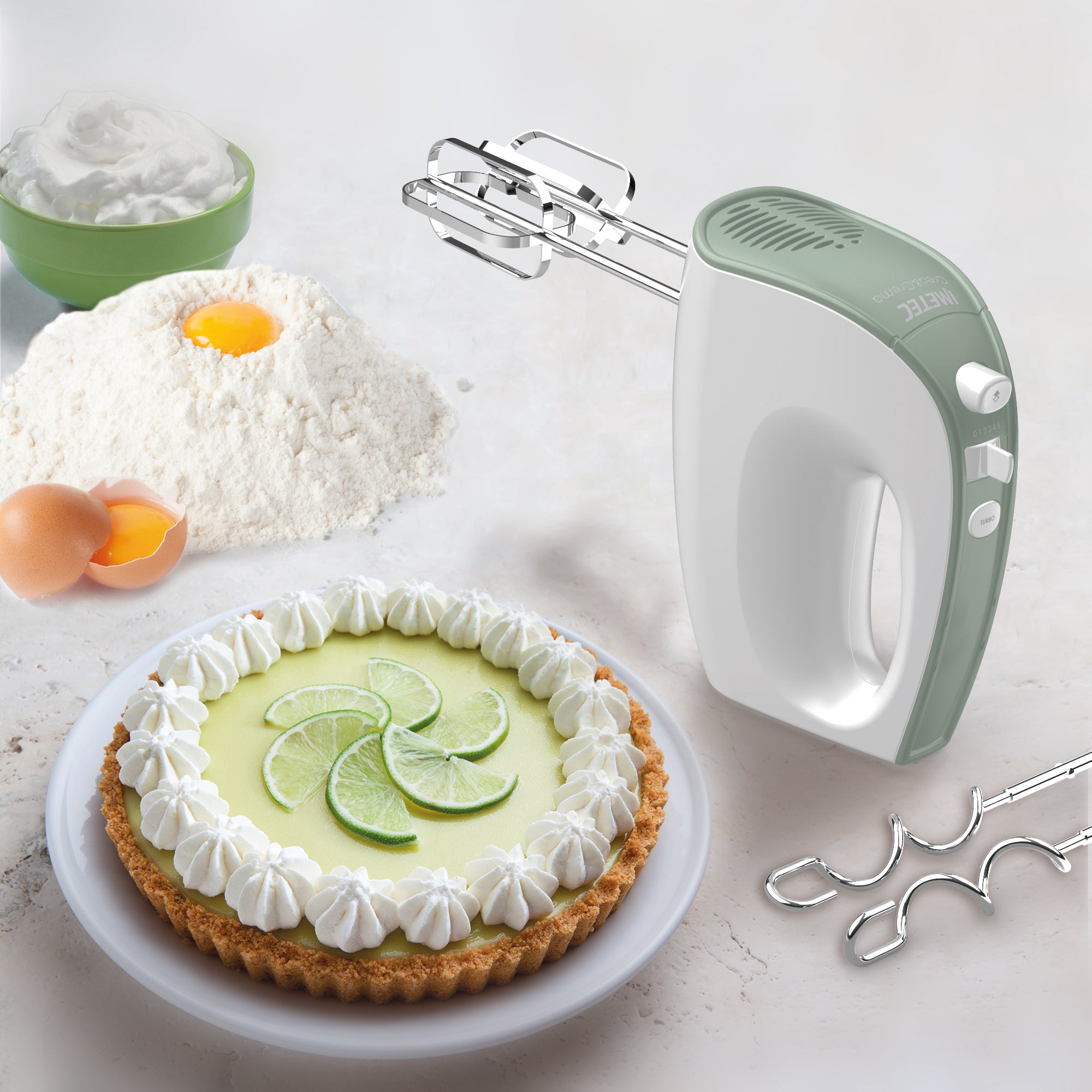 imetec-crea-crema-handmixer-mit-r-hrbesen-knethaken-und-turbo-funktion-500-w-5-g image 2
